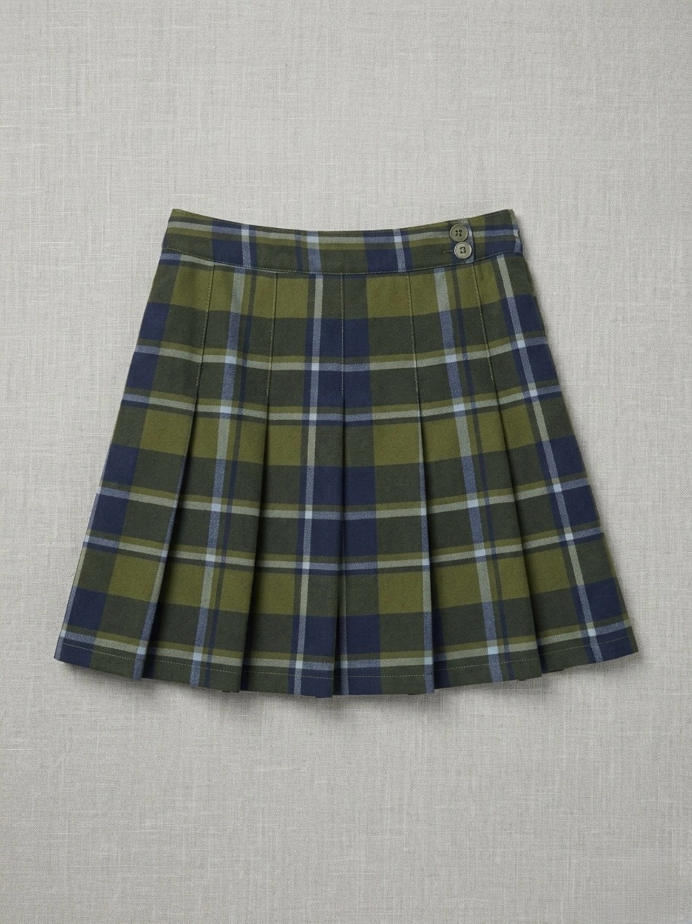 WeWoreWhat Olive & Navy Plaid Pleated Mini Skirt Built in Shorts
